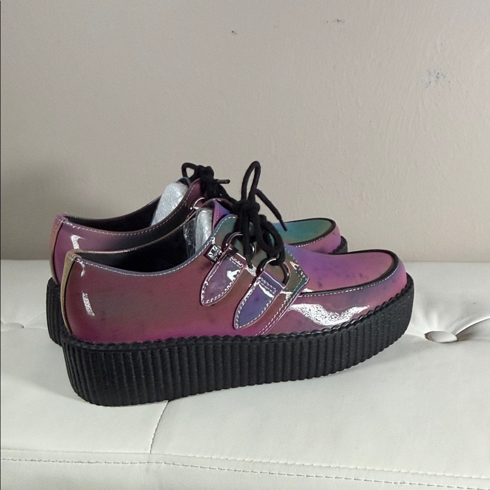 TUK Iridescent Pink and Purple Platform Shoes - Picture 4 of 12